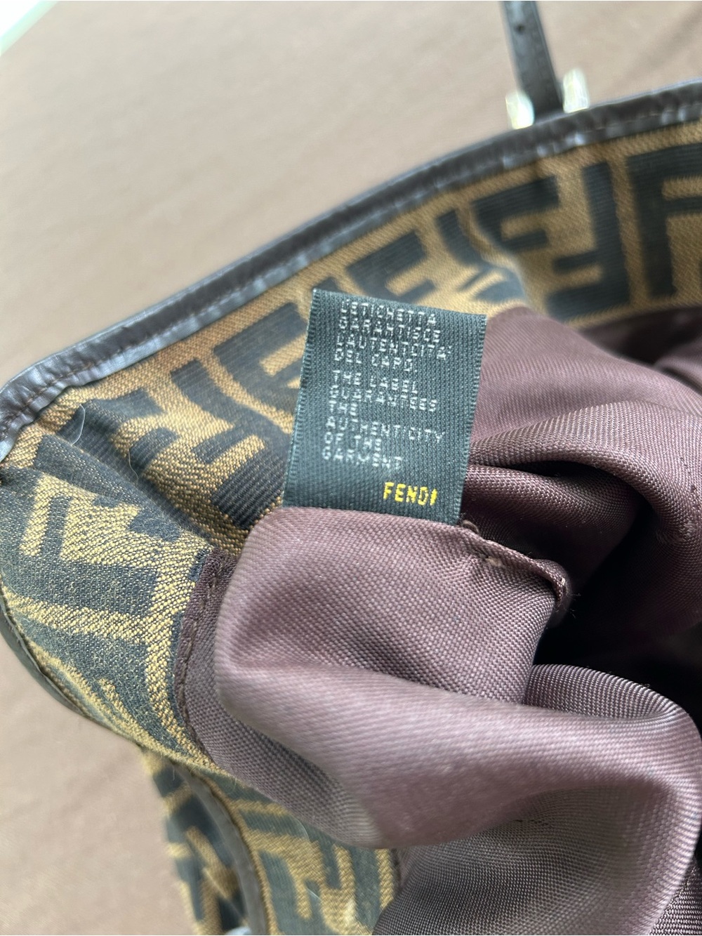 Fendi Brown Zucca FF Canvas Tote with Dark Brown Leather Straps - Picture 4 of 9